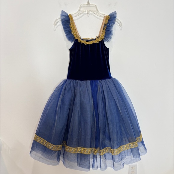 Classical Ballet Tutu Child XL Royal Blue Gold Trim Elegant Revolution Dancewear - Picture 13 of 16